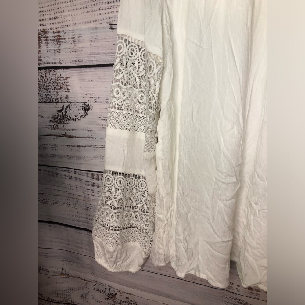 Lascana White Lace Flutter Sleeve Blouse NWT - Picture 4 of 16